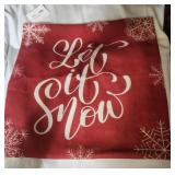 Let It Snow Pillow Cover. 18 X 18. Red