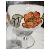 Vintage, hand-painted crystal pedestal bowl with