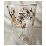 Federal Glass Gold and White Barware