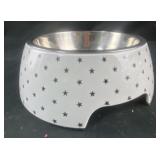 Grey star metal dog bowl