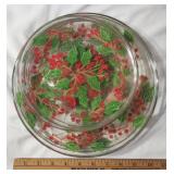 Clear glass Christmas Holly dishes. 4 Dinner