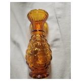 Amber bubbled glass vase
