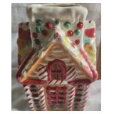 Ceramic Gingerbread House with snowman. Tealight