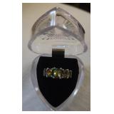 Silver ring with 5 iridescent, multi colored