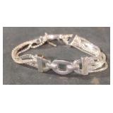 Silver colored and CZ stretch bracelet