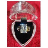 Silver Emerald Cut CZ Ring size 6