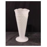 Vintage Anchor Hocking milk glass hobnail trumpet