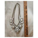 Silver-tone necklace with white acrylic