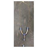 Blue beaded silver colored necklace