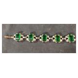 emerald and silver colored fashion bracelet