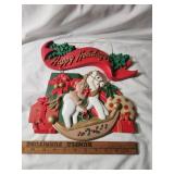 Vintage plastic Happy Holidays wall hanging