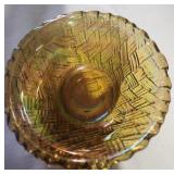 Indiana Glass Small Bowl  Basket Weave Carnival