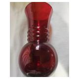 Vintage Royal Ruby Red Anchor Hocking Glass Vases
