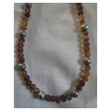 Amber & Silver colored bead necklace