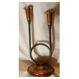 Double Horn Brass & Copper Candle Holder