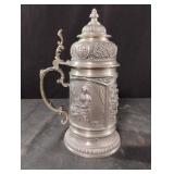 Vintage German lidded pewter stein