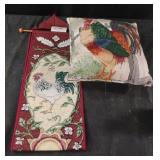 Rooster tapestry and throw pillow