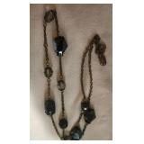 Antique finished brass necklace with faceted