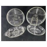 Vintage clear glass divided trays