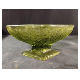Vintage Olive Green Pedestal Compote Dish ï¿½