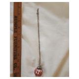 Silver tone necklace with pink mercury glass