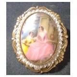 German Porcelain Stone brooch