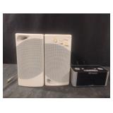 Speakers and Emerson alarm clock