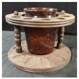 Pipe holder with amber glass jar