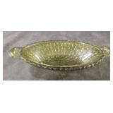Vintage Indiana Glass avocado green relish dish