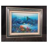 Aquatic framed artwork by Ambrose 21 x 17 1/2