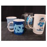 UNC Tarheels mugs and a drinking glass