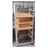 Metal bread rack on wheels with trays 28 1/2 x 70