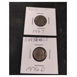 1967 and 1976D dimes