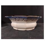 Vintage ceramic blue floral handled bowl