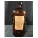 Vintage amber-brown glass apothecary jar with