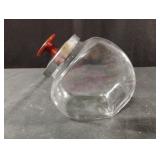 Slant-front glass candy or cookie jar with lid