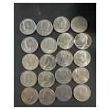 $10 Kennedy halves coins 1971, 1993, 1988 1974,
