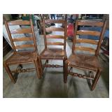 3 Cane Bottom Ladder Back Chairs (seat are well