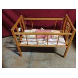 Wood baby doll with baby doll 13 1/2 x 17 x 22