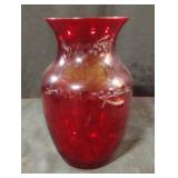 Ruby red glass vase