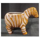 Hand Painted Ceramic Zebra Planter