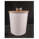 White metal pet treat canister