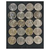 $10 half dollar coins 1991, 1974, 1971 1988, 1997