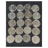 Kennedy halves 1973, 1991, 19 80, 1972, 1972,