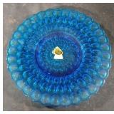 Vintage Fenton Colonial Blue "Thumbprint" Plate