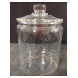 Large clear glass storage jar 6 1/2" tall