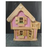 Wooden handmade doll house 17 x 19 x 11
