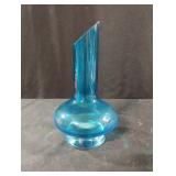 Ice Blue bud vase. Has a small chip