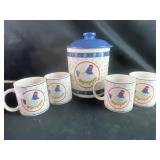 Rooster Cookie jar and coffee mugs