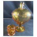 Amber Candy Dish Compote and votive candle holder